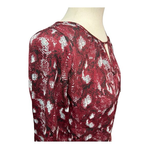 West Kei Wmns Tie Front Blouse~Size XS~Red Gray Black 3/4 Sleeve~NWOT ~ L4 28 - Picture 3 of 10